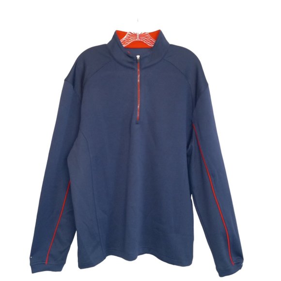 Pebble Beach Men’s Golf Jacket Med Navy Blue Red 1/4 Zip Pullover Performance - Picture 6 of 11